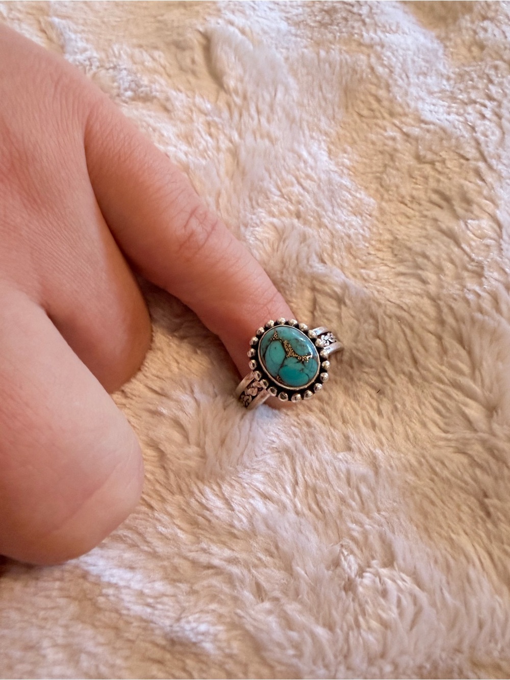 Turquoise and gold Stone Women's Ring